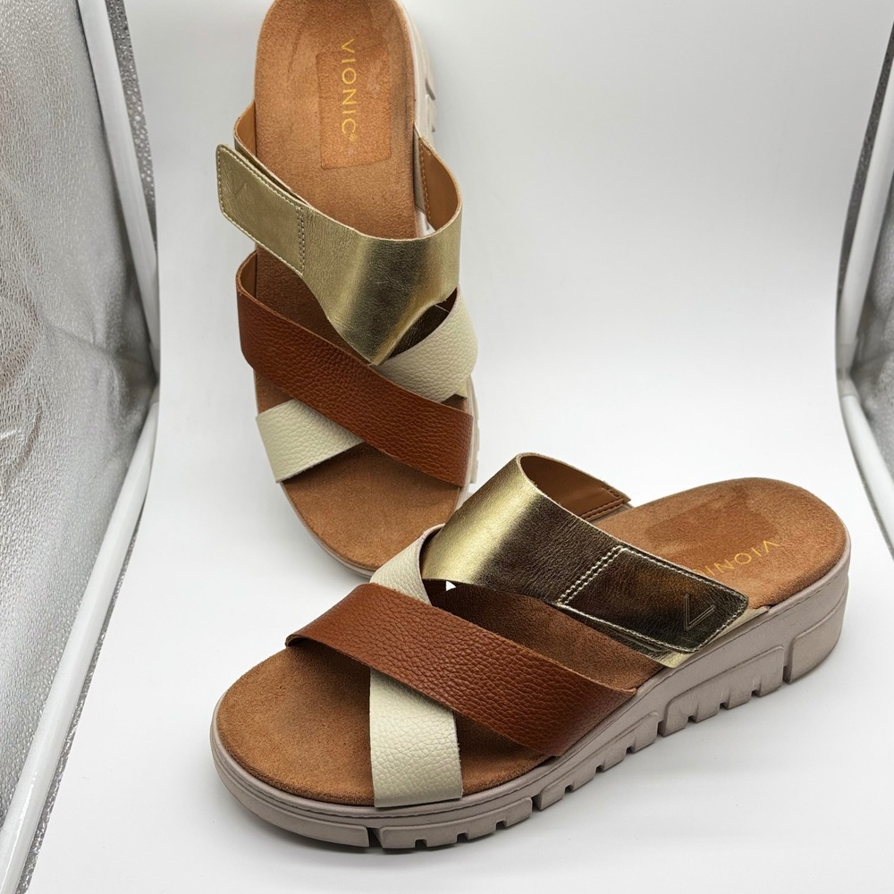 Vionic Uptown Sunset Wedge Slide Sandals US 13 Boho Luxe Euro Comfort EU 45 - Picture 4 of 7